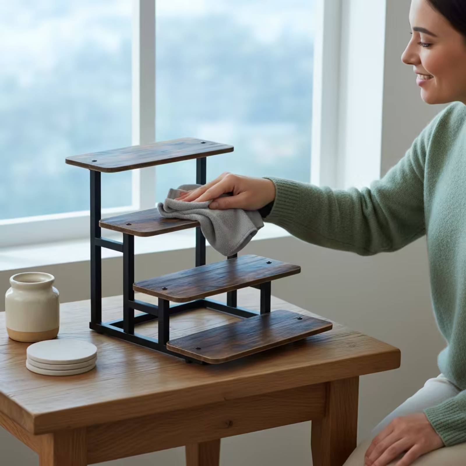 4단 디스플레이 스탠드 탁상용 컵케이크 스탠드, 나무  - Display Risers Set 리뷰 및 가격