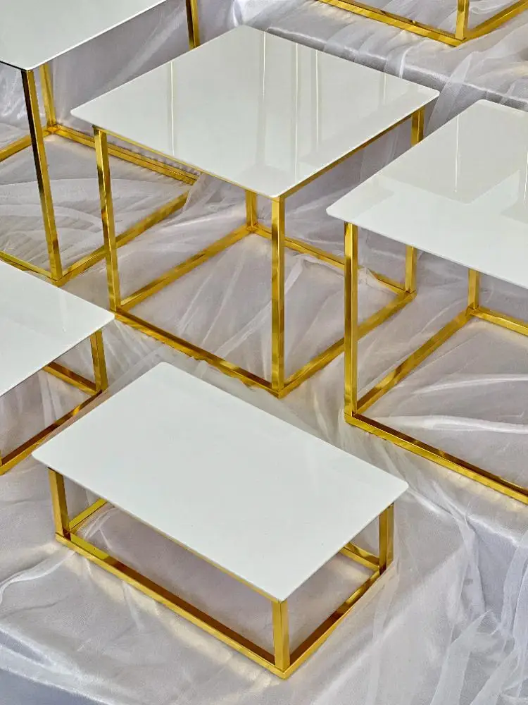 12-20개 고급 골드 프레임 화이트 탑 디저트 테이블 - Display Risers Set 리뷰 및 가격