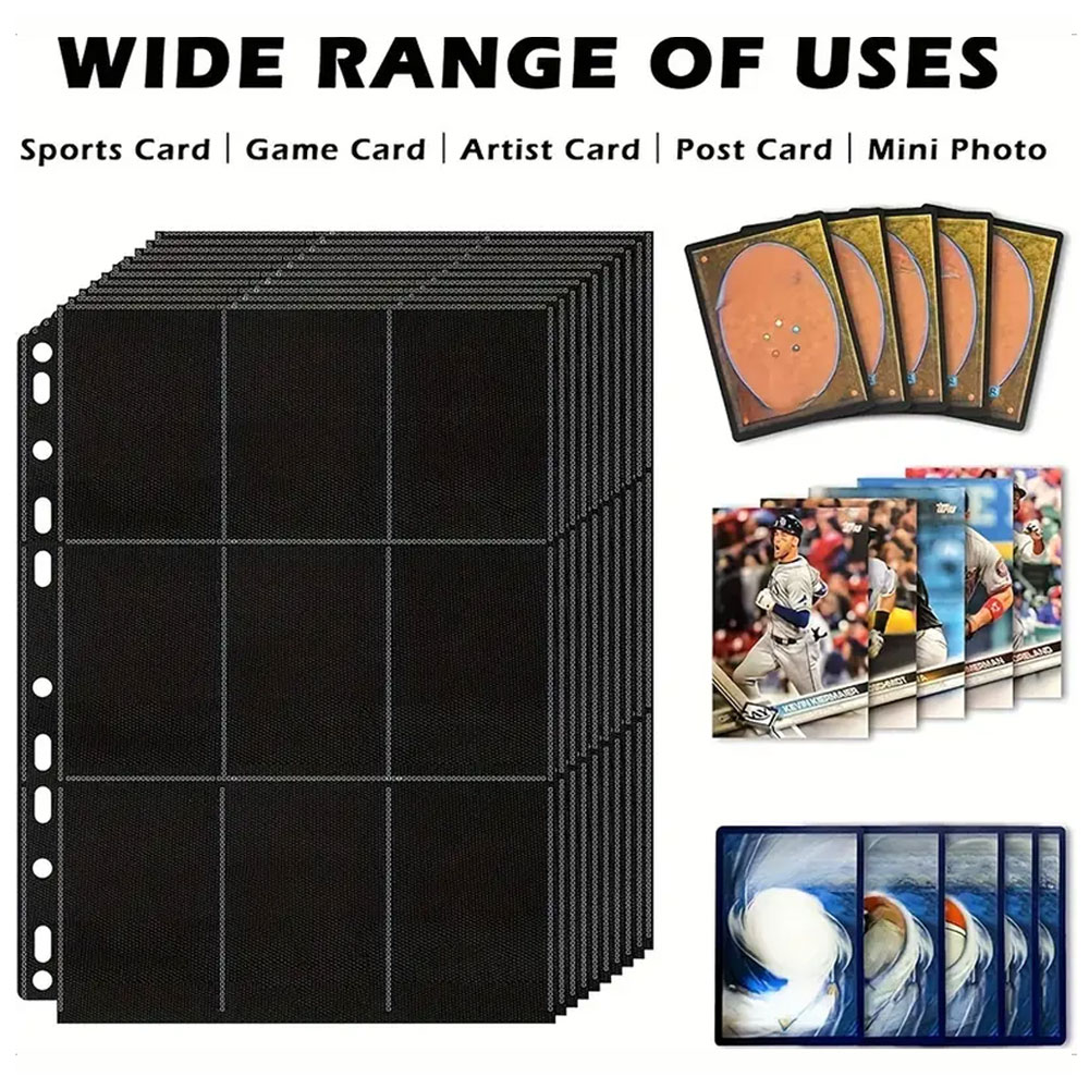 10팩 블랙 9포켓 A4 트레이딩 카드 바인더 페이지  - Trading Card Binder 리뷰 및 가격